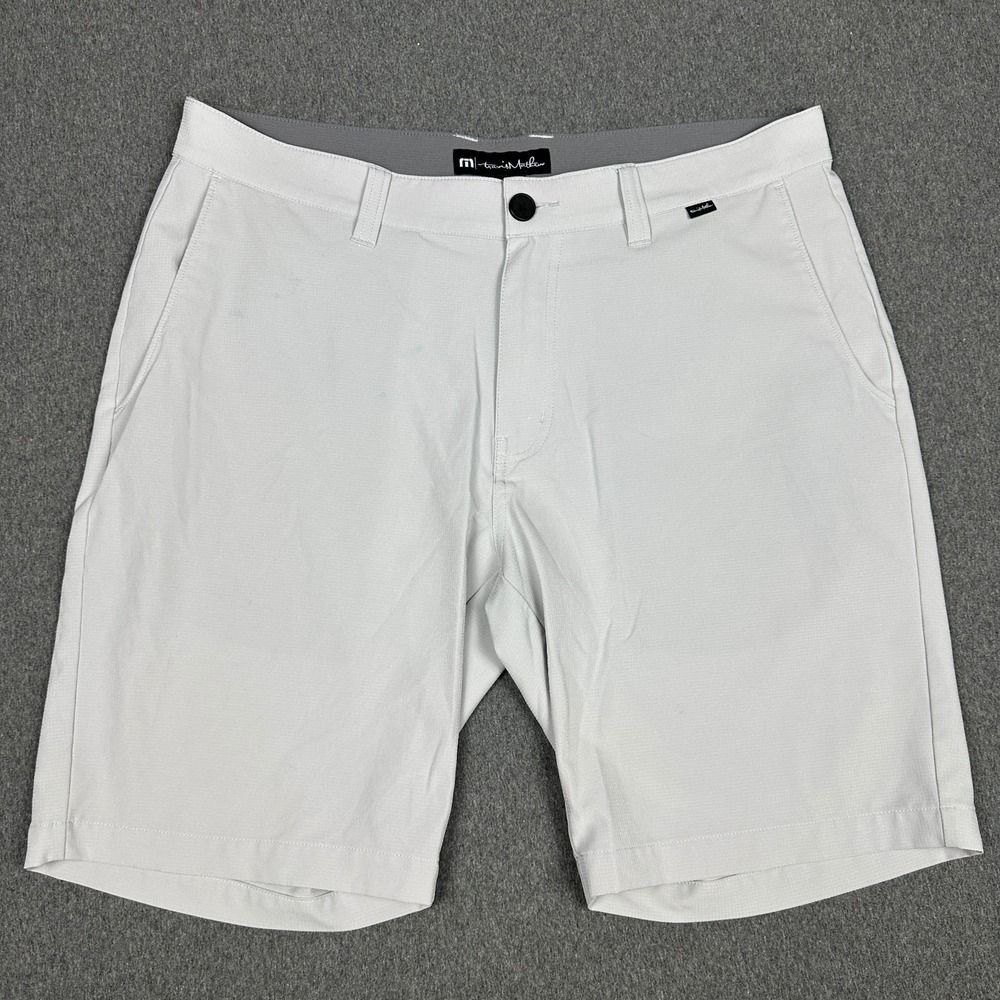 Travis Mathew Starnes Mens Golf Shorts Size 35 Light Gray Performance Stretch